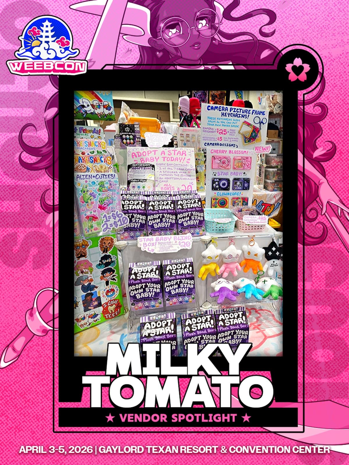 ⭐️ VENDOR SPOTLIGHT ⭐️

FINALLY some Shoujo Faction love! We are happy to showcase the whimsical and talented @milky.tomato 

Here’s a bit about them:
Step into Milky Tomato at WeebCon and explore a world of original characters, cute-and-creepy goodies, and whimsical art. From stickers and keychains to plushies and apparel, the booth is built for browsing, discovering, and delight.

ANNNNDDD Milky Tomato is celebrating their 4th birthday!
Drop some birthday GIFs in the comments and be sure to stop by their booth at our show. You know… the one that’s quite literally almost here?? Yeah, I’m talking about your favorite convention’s favorite convention. I’m talking about—

⛅️ WeebCon 2026 ⛅️