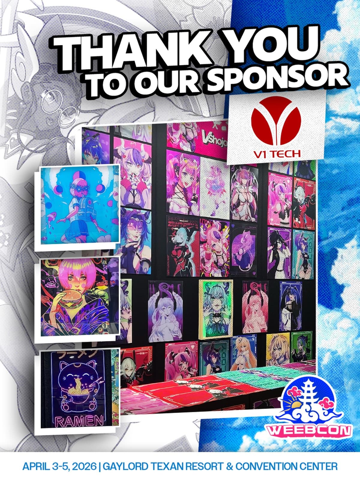 🌟 SHOW SPONSOR🌟
A huge thank you to our sponsor @v1tech for coming in clutch with the sick Plot Armor badges!
Year after year V1 Tech always shows out at the show! Stop by their booth and keep an eye out for some amazing Faction items they have in store for you guys!🥳
Don’t have your badge?..why not? WeebCon is LITERALLY tomorrow!
We’re expecting a packed house so be sure to show up early and ready for the best weekend of the year!