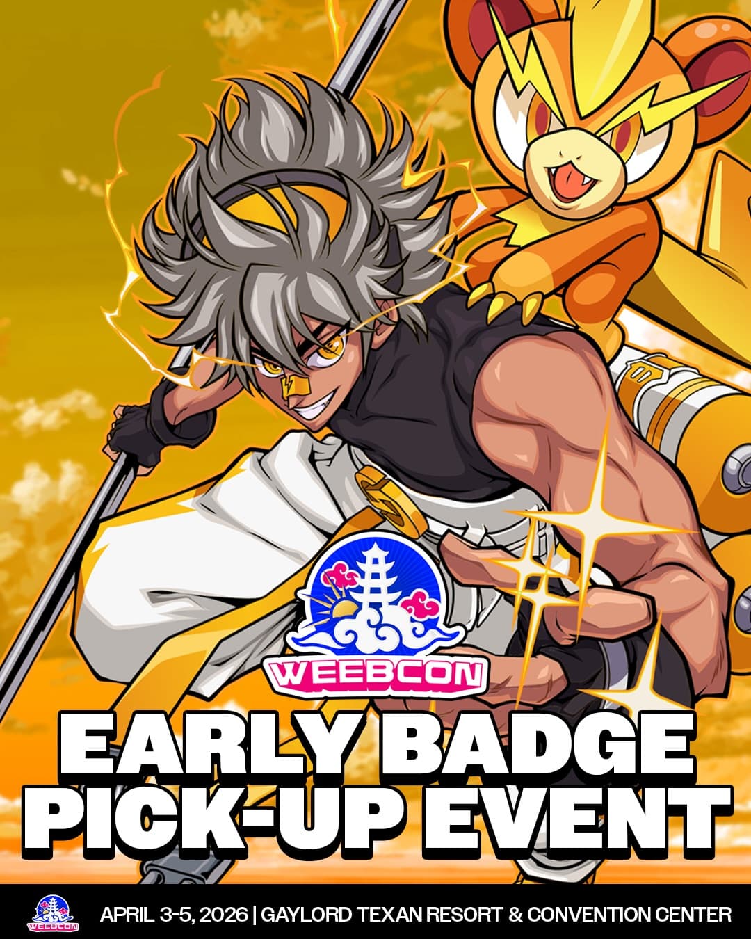 ‼️ EARLY BADGE PICKUP WEEK‼️
Don’t miss a moment of the show, get your badge and get straight to the action
⭐️NOTE:
- ONLY Attendees Badges will be available for pick up at ALL LOCATIONS.
- Weebcon will STILL host our Regular Early Badge Pickup April 2nd 2-8pm at the Gaylord Texan Convention Center
We want to thank all of our Early Badge locations for letting us use their space!
Now with out further delay:
1️⃣ March 27th-28th:
Cedar Hollows* Tattoo
801 E Abram St Ste 101, Arlington, TX 76010
1pm-9pm
🔥 @cedarhollowstattoo will be having Faction Inspired flash tattoos, piercings, and Gel Mani’s
🐙 @weebie_takoyaki will be onsite Saturday, 4pm-8pm
2️⃣ March 23rd:
@gashaponus (Hurst)
1101 Melbourne Rd Hurst, TX 76053 (In the food court)
11am-6pm
3️⃣ March 24th:
@tokyostationarcade presented by Free Play
400 E South St, Arlington, TX 76010 (Downtown)
4pm-10pm
4️⃣ March 26th:
@gashapondallas (Garland)
450 Cedar Sage Dr Garland, TX 75040 (Next to Hot Topic)
11am-6pm
5️⃣ March 29th:
Japan House - All You Can Eat
7536 Blvd 26, North Richland Hills, TX 76180
4pm-9pm
6️⃣ March 30th-31st:
24 Hour Fitness (Mansfield)
1101 N Walnut Creek Dr, Mansfield, TX 76063
10am-6pm
SIX Locations for you, Protagonists. We partnered with double the amount of Badge Pick-up locations to bring you the fastest way to get your badge. Jump straight into your weekend of memories, exclusive merch and fierce competition for the pride your faction and of -
🌥 WeebCon 2026🌥️