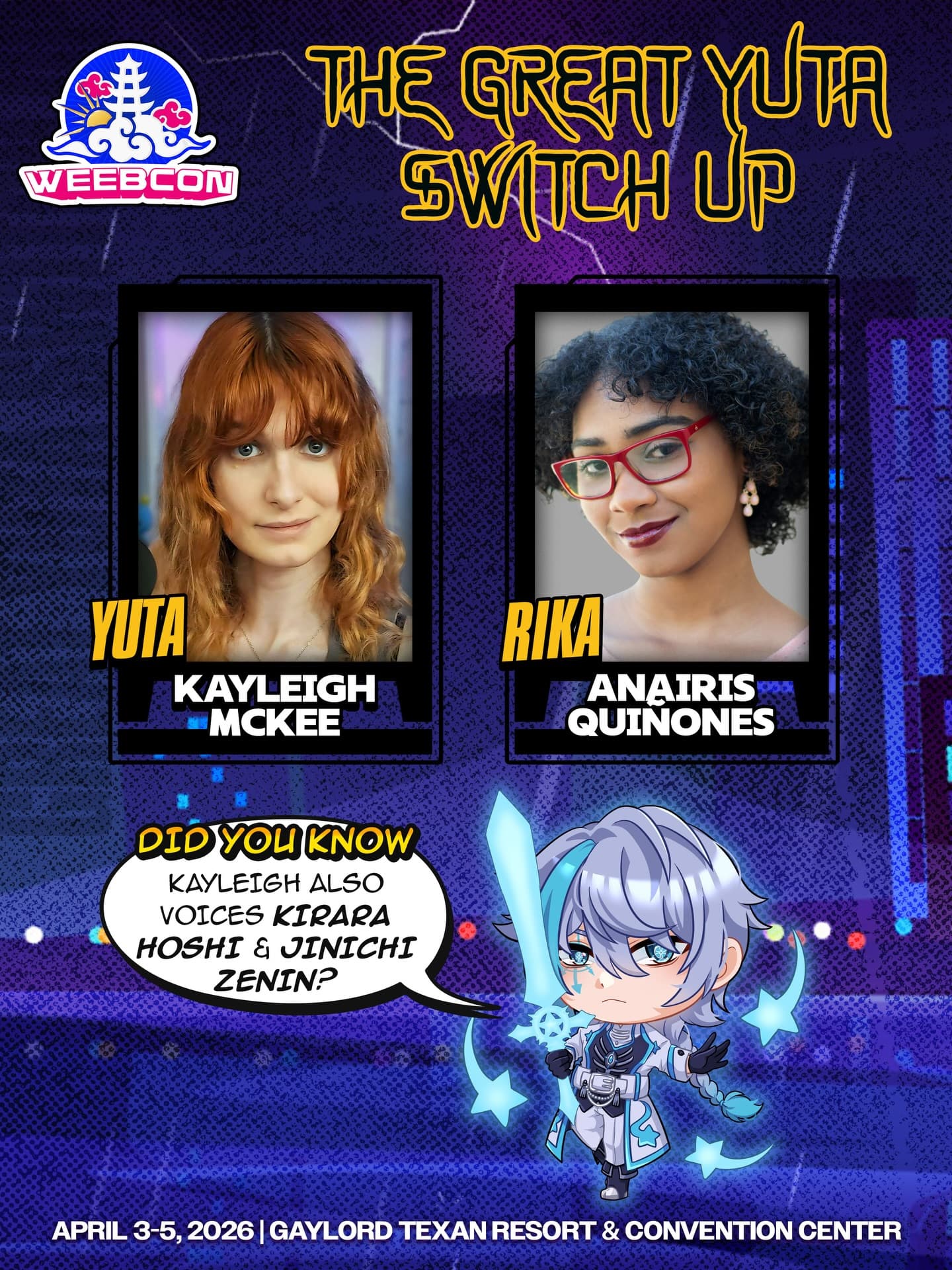 🗣️ON 11/12 THE DEADLOCK WAS BROKEN🗣️
If you weren’t rocking with Yuta up till now stay on that side of the fence 🤚
Meet the voices of Yuta and Rika at WeebCon April 3-5th which is NEXT WEEK btw.
What comes best after dessert? A ticket to-
🌥️WeebCon 2026🌥️